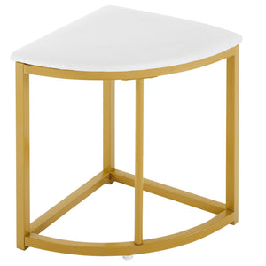 Compacte | Ensemble table ronde blanche 80cm et 4 chaises velours, pieds dorés