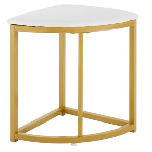 Compacte | Ensemble table ronde blanche 80cm et 4 chaises velours, pieds dorés