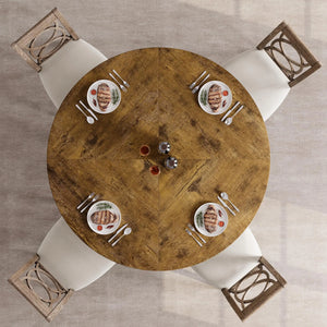 Cévennes | Table de salle à manger ronde en bois massif, finition rustique