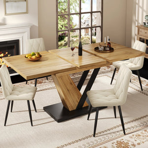 Chênaie | Table de salle à manger en bois extensible, structure acier renforcée