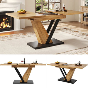 Chênaie | Table de salle à manger en bois extensible, structure acier renforcée