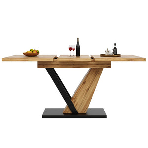 Chênaie | Table de salle à manger en bois extensible, structure acier renforcée