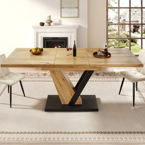 Chênaie | Table de salle à manger en bois extensible, structure acier renforcée