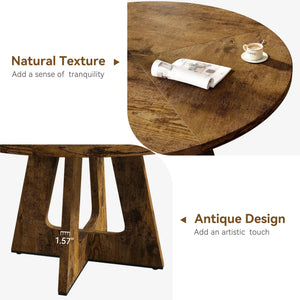 Cévennes | Table de salle à manger ronde en bois massif, finition rustique