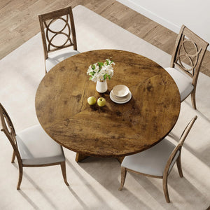 Cévennes | Table de salle à manger ronde en bois massif, finition rustique