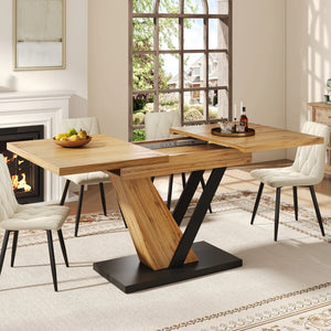 Chênaie | Table de salle à manger en bois extensible, structure acier renforcée
