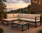 Bahia | Salon de jardin 4 pièces avec table basse effet bois
