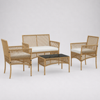 Ambre | Salon de jardin 4 pièces en résine tressée avec table basse en verre