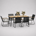Vernon | Ensemble repas 7 pièces, table et 6 chaises effet bois