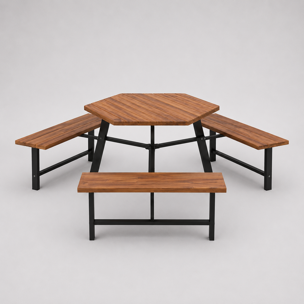 Cabanon | Table de pique-nique en acacia massif 6 personnes