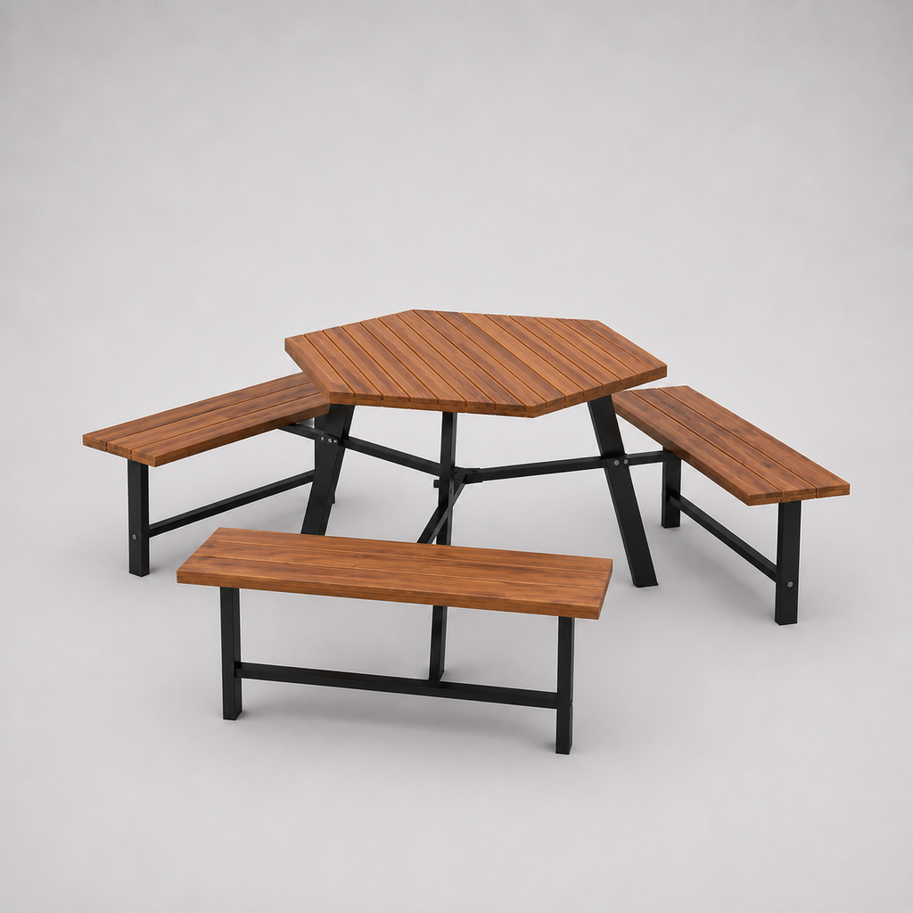 Cabanon | Table de pique-nique en acacia massif 6 personnes