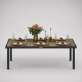 Solstice | Table de jardin en aluminium 8 personnes, effet bois naturel et noir