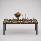Solstice | Table de jardin en aluminium 8 personnes, effet bois naturel et noir