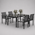 Onyx | Table en verre trempé et 4 chaises empilables, noir