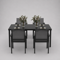 Onyx | Table en verre trempé et 4 chaises empilables, noir