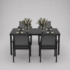 Onyx | Table en verre trempé et 4 chaises empilables, noir