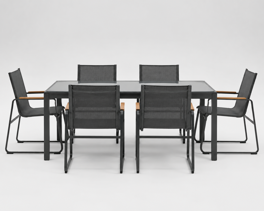 Convivio | Ensemble repas extérieur six fauteuils.