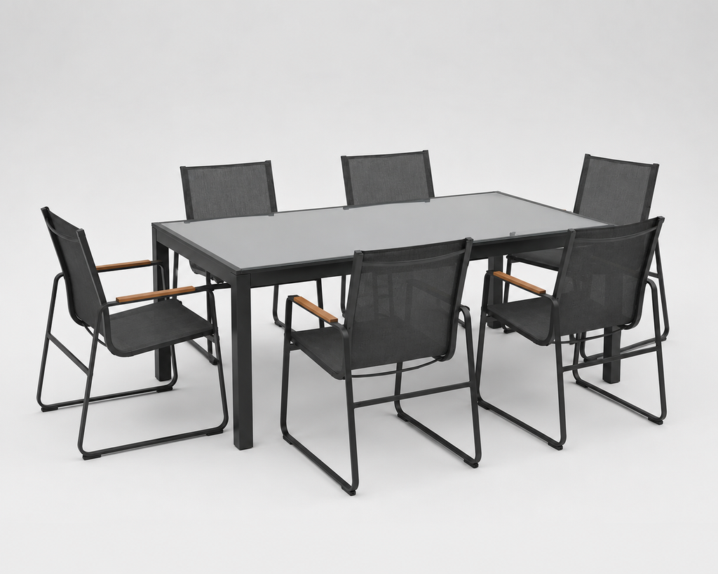 Convivio | Ensemble repas extérieur six fauteuils.