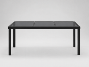 Obsidienne - Table de jardin verre trempé noir, structure acier thermolaqué