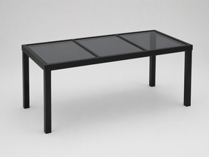 Obsidienne - Table de jardin verre trempé noir, structure acier thermolaqué