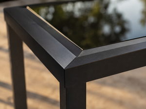 Obsidienne - Table de jardin verre trempé noir, structure acier thermolaqué