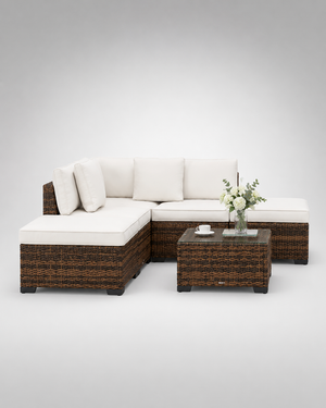 Astral - Canapé de jardin modulaire avec table basse verre trempé