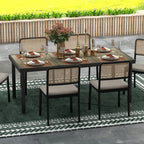 Solstice | Table de jardin en aluminium 8 personnes, effet bois naturel et noir