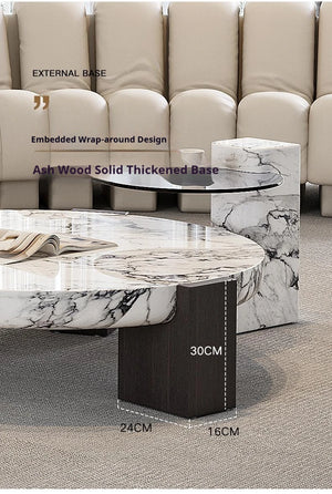 Prestige | Duo de tables gigognes rondes en marbre véritable et bois, sur-mesure