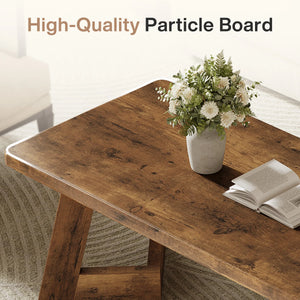 Ferme | Table basse rectangulaire en bois, pieds en V, style ferme