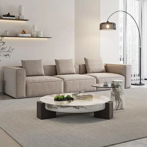 Prestige | Duo de tables gigognes rondes en marbre véritable et bois, sur-mesure