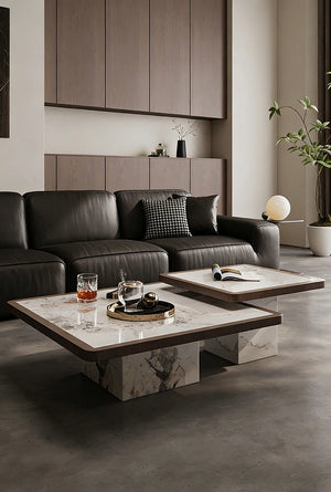Nordik | Table basse extensible en marbre véritable, design scandinave