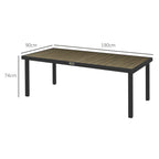 Solstice | Table de jardin en aluminium 8 personnes, effet bois naturel et noir