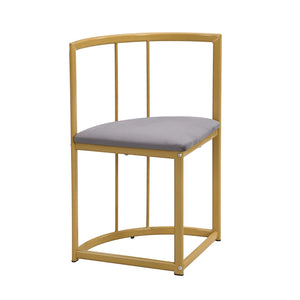 Élégante | Ensemble table blanche et 6 chaises velours gris, structure dorée