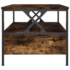 Chalet | Table basse en bois avec 2 tiroirs et étagère, cadre métallique