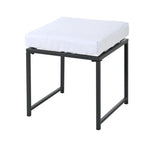 Séville | Ensemble repas 7 pièces, 4 fauteuils cordés et 2 poufs, table verre trempé