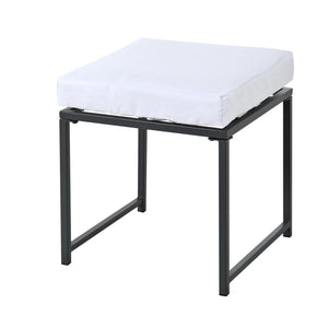 Séville | Ensemble repas 7 pièces, 4 fauteuils cordés et 2 poufs, table verre trempé