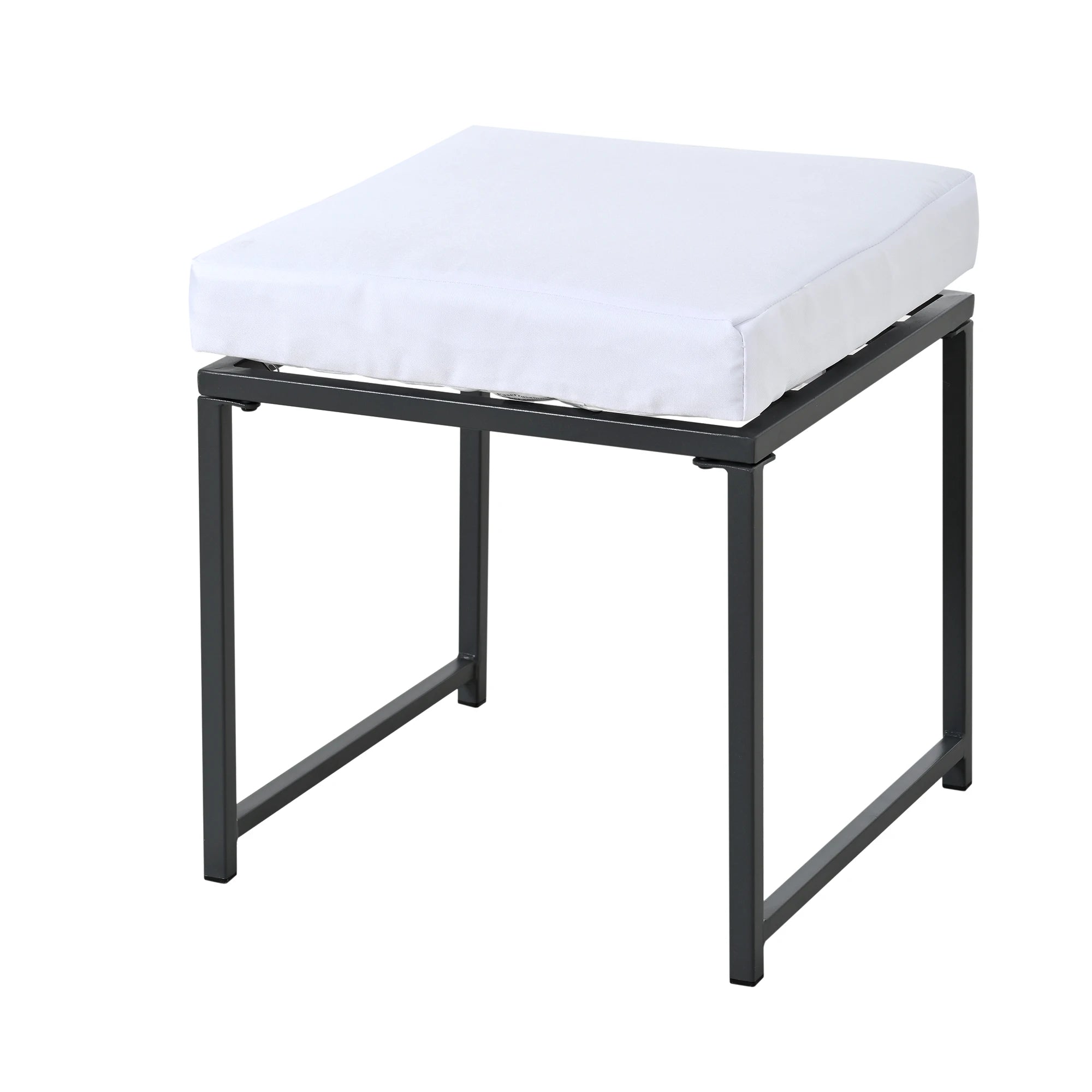 Séville | Ensemble repas 7 pièces, 4 fauteuils cordés et 2 poufs, table verre trempé