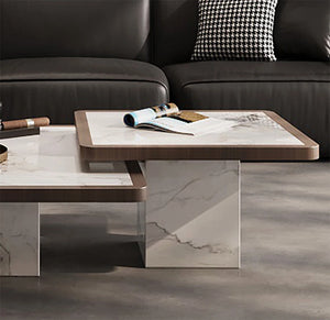 Nordik | Table basse extensible en marbre véritable, design scandinave