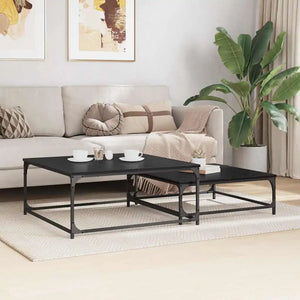 Artisanale | Duo de tables basses gigognes en bois et acier