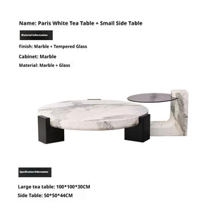 Prestige | Duo de tables gigognes rondes en marbre véritable et bois, sur-mesure