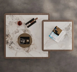 Nordik | Table basse extensible en marbre véritable, design scandinave