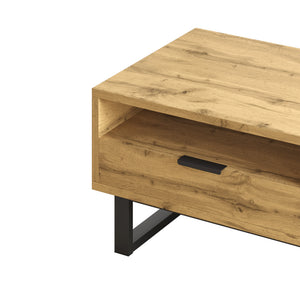 Contraste | Table basse noire et bois avec tiroir et 3 compartiments