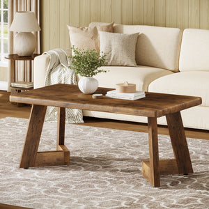 Ferme | Table basse rectangulaire en bois, pieds en V, style ferme