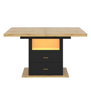 Clarté | Table de salle à manger en bois extensible avec éclairage LED intégré