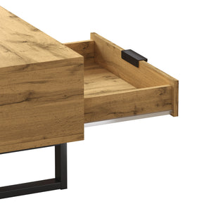 Contraste | Table basse noire et bois avec tiroir et 3 compartiments