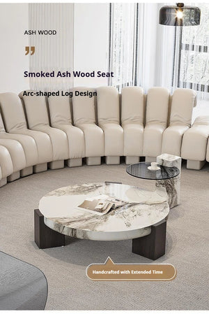 Prestige | Duo de tables gigognes rondes en marbre véritable et bois, sur-mesure