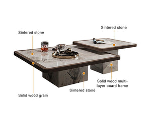 Nordik | Table basse extensible en marbre véritable, design scandinave