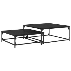 Artisanale | Duo de tables basses gigognes en bois et acier
