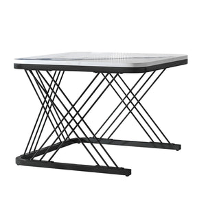 Duo Doré | Duo de tables basses effet marbre blanc, pieds dorés, 60 et 45 cm