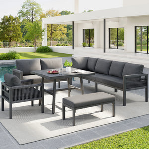 Salon de jardin Panorama en L pour huit personnes